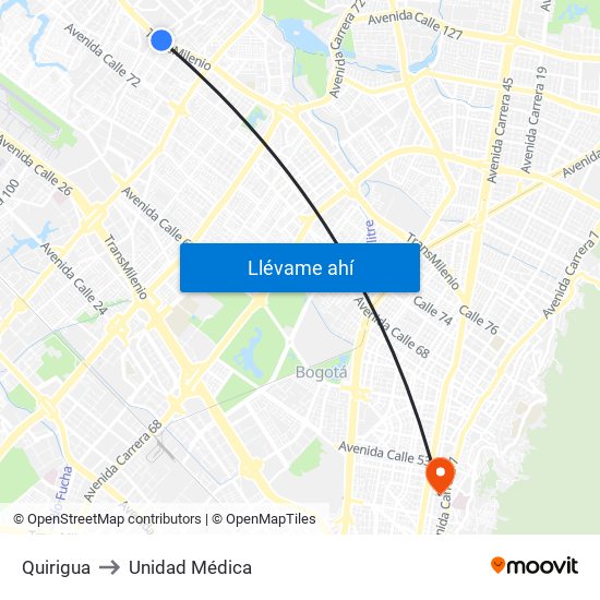 Quirigua to Unidad Médica map