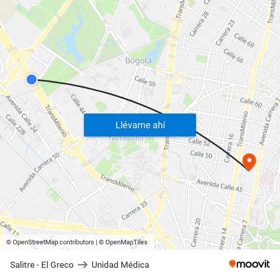 Salitre - El Greco to Unidad Médica map