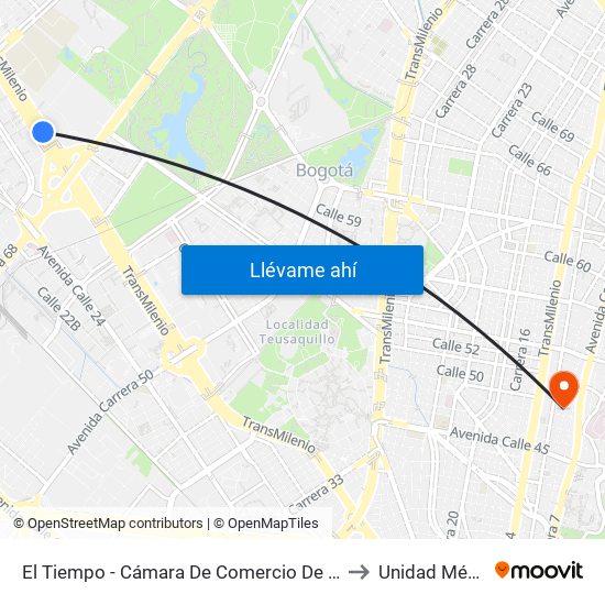 El Tiempo - Cámara De Comercio De Bogotá to Unidad Médica map