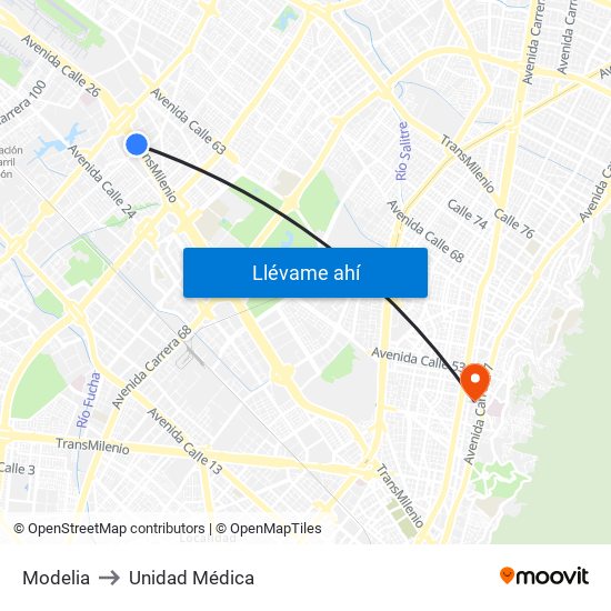 Modelia to Unidad Médica map