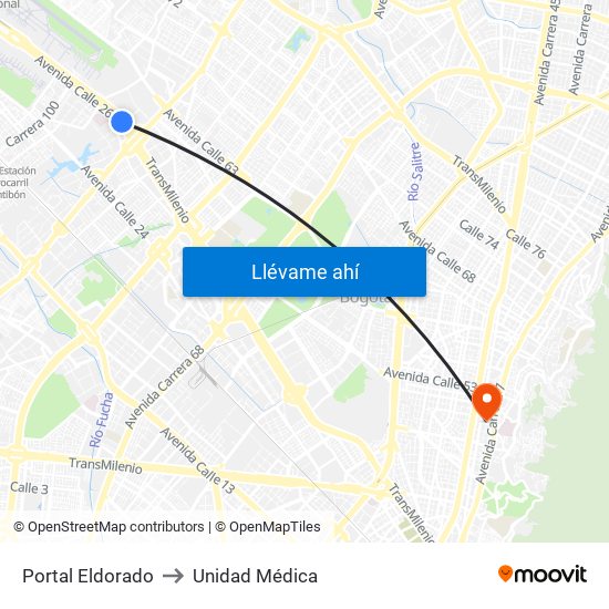 Portal Eldorado to Unidad Médica map