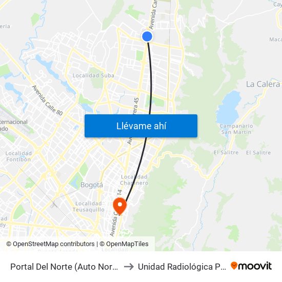 Portal Del Norte (Auto Norte - Cl 174a) to Unidad Radiológica Panoramax map