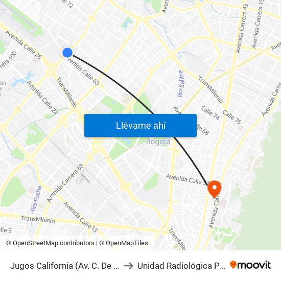 Jugos California (Av. C. De Cali - Ac 63) to Unidad Radiológica Panoramax map