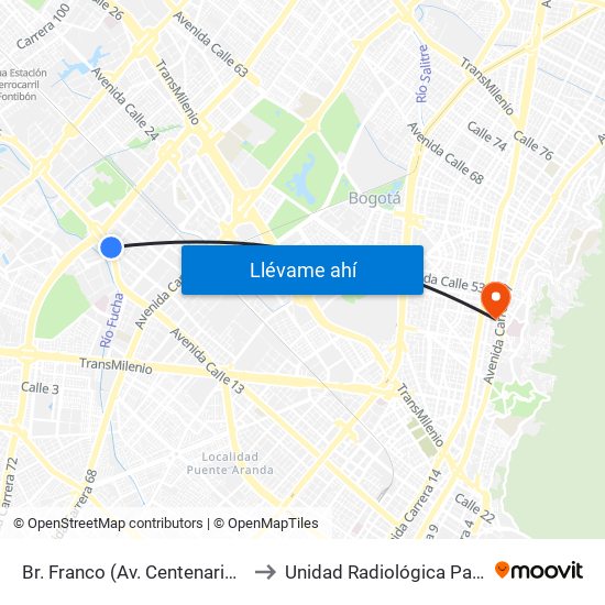 Br. Franco (Av. Centenario - Kr 69b) to Unidad Radiológica Panoramax map