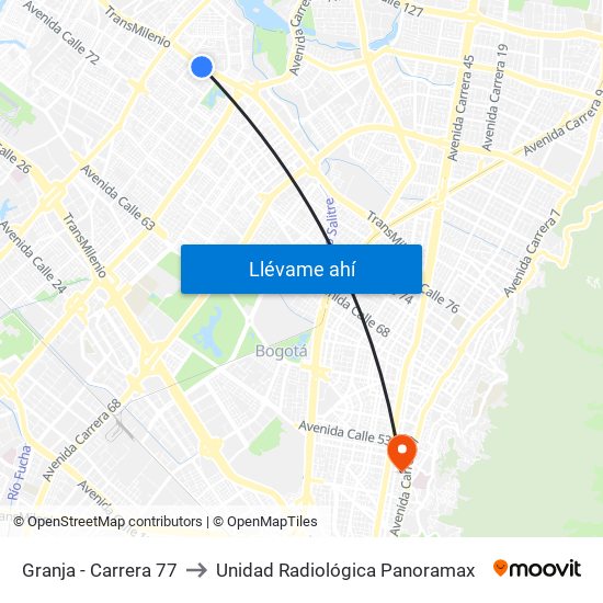 Granja - Carrera 77 to Unidad Radiológica Panoramax map