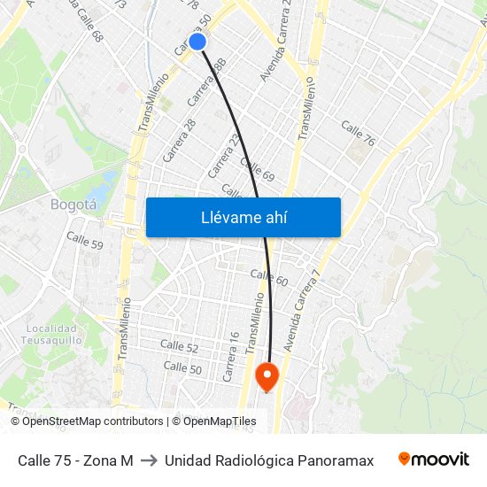 Calle 75 - Zona M to Unidad Radiológica Panoramax map