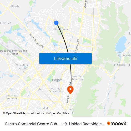 Centro Comercial Centro Suba (Av. Suba - Kr 91) to Unidad Radiológica Panoramax map