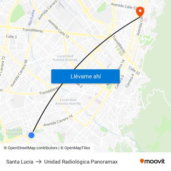 Santa Lucía to Unidad Radiológica Panoramax map