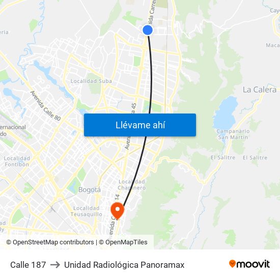 Calle 187 to Unidad Radiológica Panoramax map