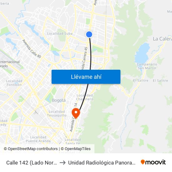 Calle 142 (Lado Norte) to Unidad Radiológica Panoramax map