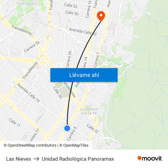 Las Nieves to Unidad Radiológica Panoramax map