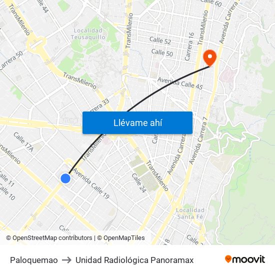 Paloquemao to Unidad Radiológica Panoramax map