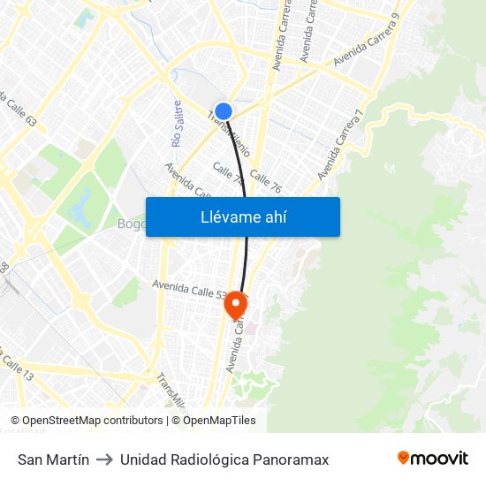 San Martín to Unidad Radiológica Panoramax map