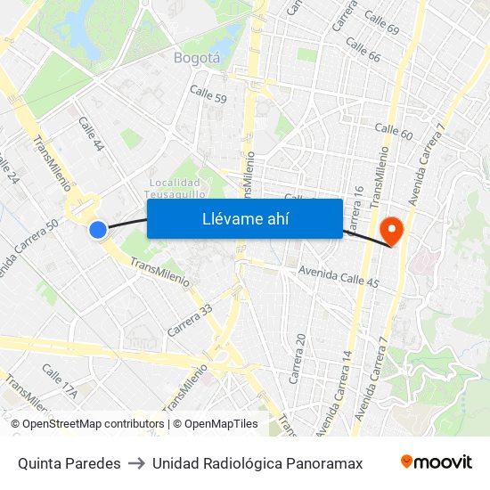 Quinta Paredes to Unidad Radiológica Panoramax map