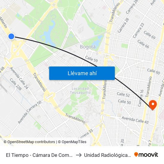 El Tiempo - Cámara De Comercio De Bogotá to Unidad Radiológica Panoramax map