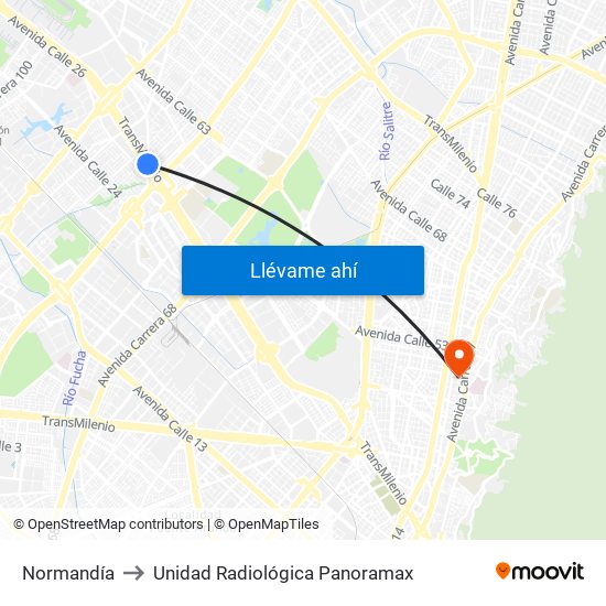 Normandía to Unidad Radiológica Panoramax map