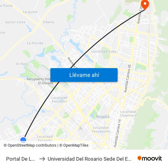 Portal De Las Américas to Universidad Del Rosario Sede Del Emprendimiento Y La Innovación map