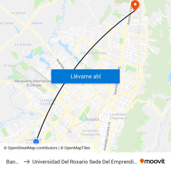 Banderas to Universidad Del Rosario Sede Del Emprendimiento Y La Innovación map