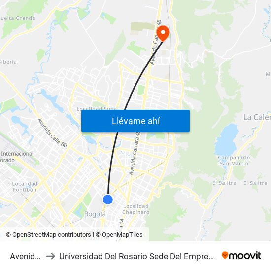 Avenida Chile to Universidad Del Rosario Sede Del Emprendimiento Y La Innovación map