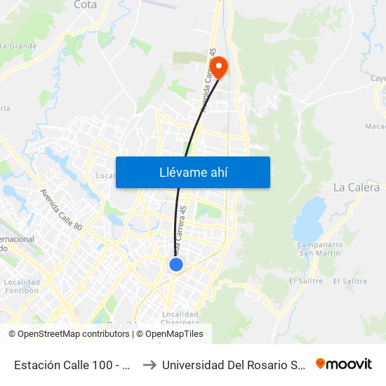 Estación Calle 100 - Marketmedios (Auto Norte - Cl 98) to Universidad Del Rosario Sede Del Emprendimiento Y La Innovación map