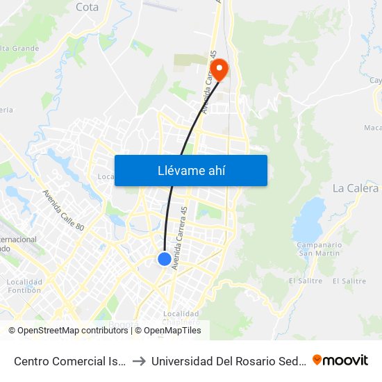 Centro Comercial Iserra 100 (Ac 100 - Kr 54) (B) to Universidad Del Rosario Sede Del Emprendimiento Y La Innovación map