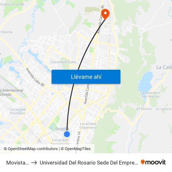 Movistar Arena to Universidad Del Rosario Sede Del Emprendimiento Y La Innovación map