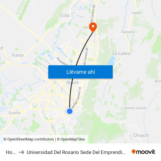 Hortua to Universidad Del Rosario Sede Del Emprendimiento Y La Innovación map