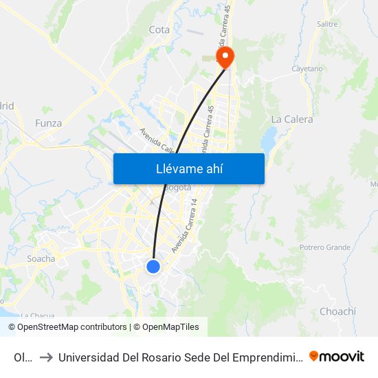 Olaya to Universidad Del Rosario Sede Del Emprendimiento Y La Innovación map