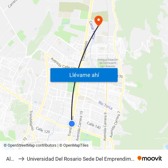 Alcalá to Universidad Del Rosario Sede Del Emprendimiento Y La Innovación map