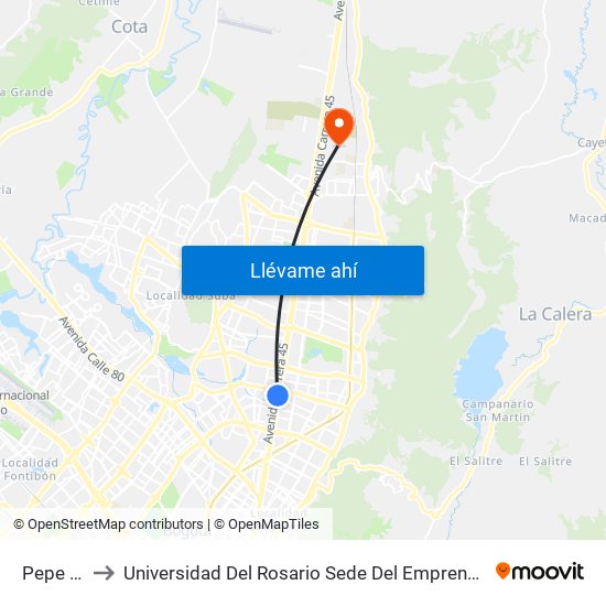 Pepe Sierra to Universidad Del Rosario Sede Del Emprendimiento Y La Innovación map