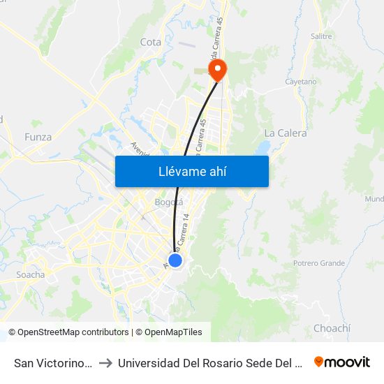 San Victorino - Neos Centro to Universidad Del Rosario Sede Del Emprendimiento Y La Innovación map