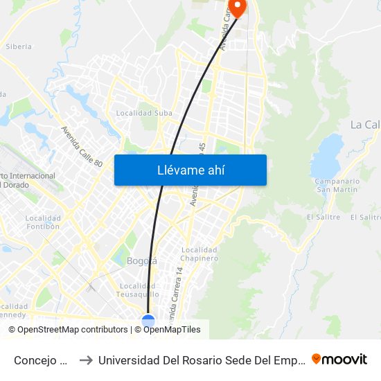 Concejo De Bogotá to Universidad Del Rosario Sede Del Emprendimiento Y La Innovación map