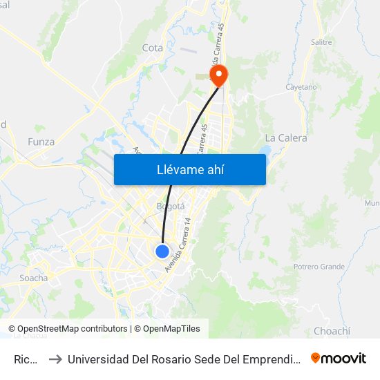 Ricaurte to Universidad Del Rosario Sede Del Emprendimiento Y La Innovación map