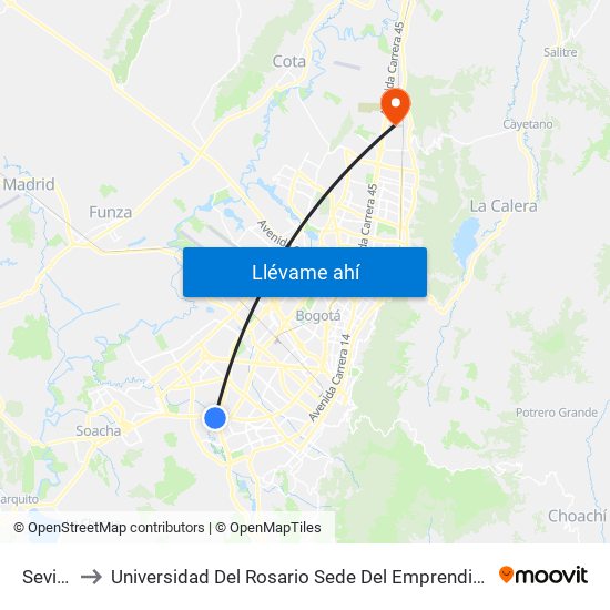 Sevillana to Universidad Del Rosario Sede Del Emprendimiento Y La Innovación map