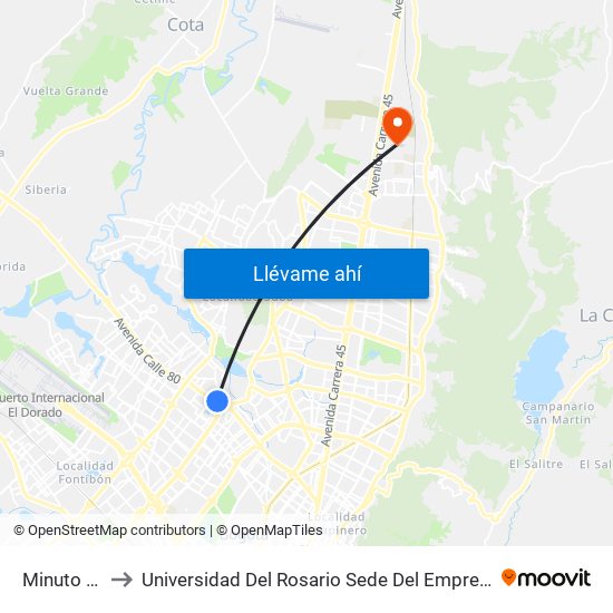 Minuto De Dios to Universidad Del Rosario Sede Del Emprendimiento Y La Innovación map