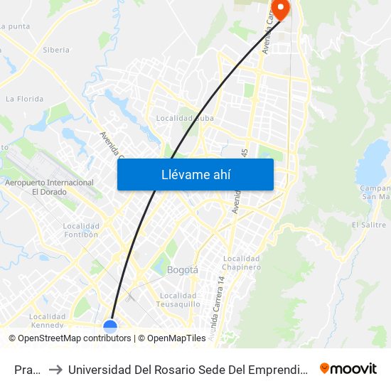 Pradera to Universidad Del Rosario Sede Del Emprendimiento Y La Innovación map