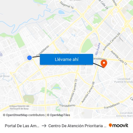 Portal De Las Américas to Centro De Atención Prioritaria En Salud map