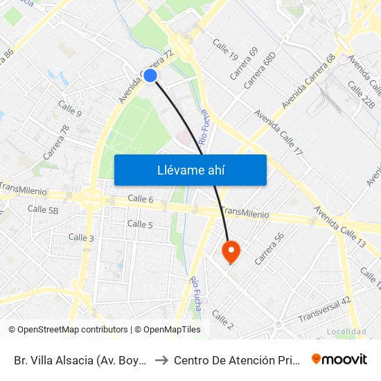 Br. Villa Alsacia (Av. Boyacá - Cl 12a) (A) to Centro De Atención Prioritaria En Salud map