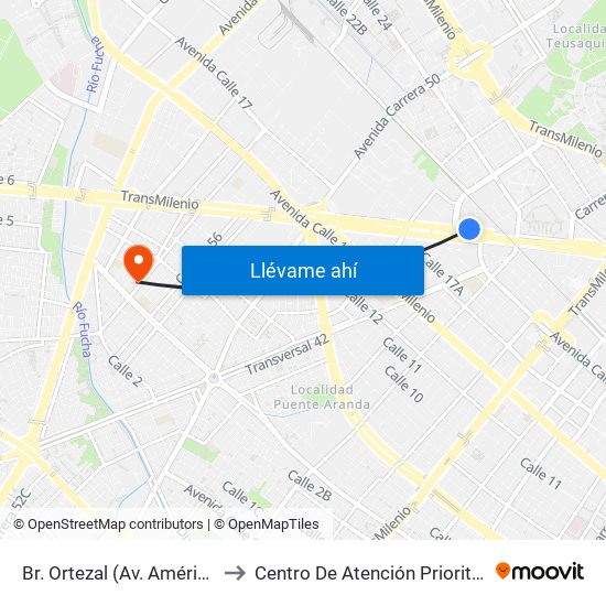 Br. Ortezal (Av. Américas - Tv 39) to Centro De Atención Prioritaria En Salud map