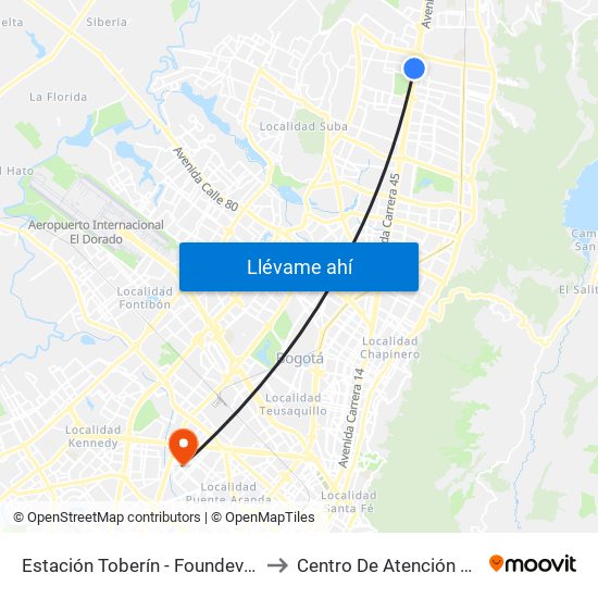 Estación Toberín - Foundever (Auto Norte - Cl 166) to Centro De Atención Prioritaria En Salud map