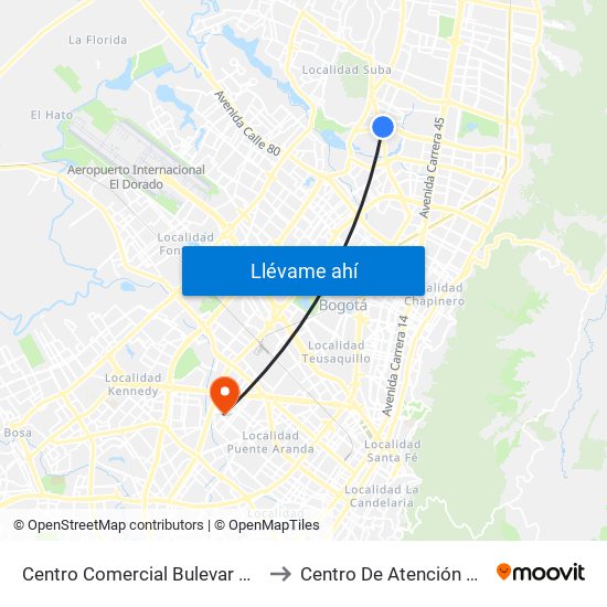 Centro Comercial Bulevar Niza (Ac 127 - Av. Suba) to Centro De Atención Prioritaria En Salud map