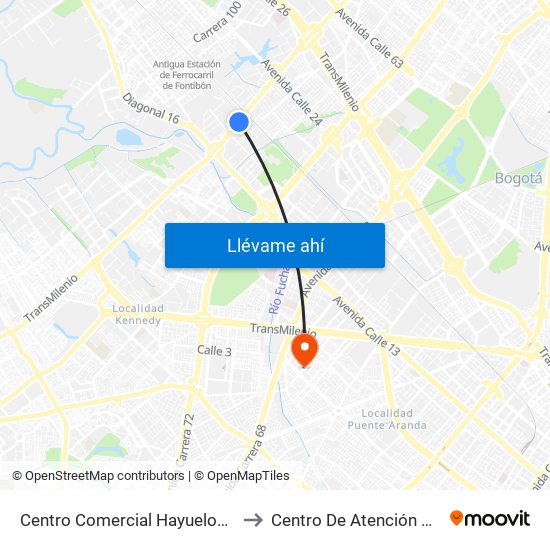 Centro Comercial Hayuelos (Av. C. De Cali - Cl 20) to Centro De Atención Prioritaria En Salud map