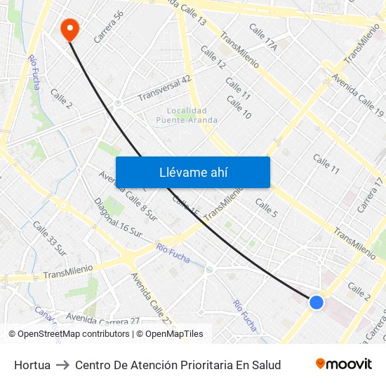 Hortua to Centro De Atención Prioritaria En Salud map