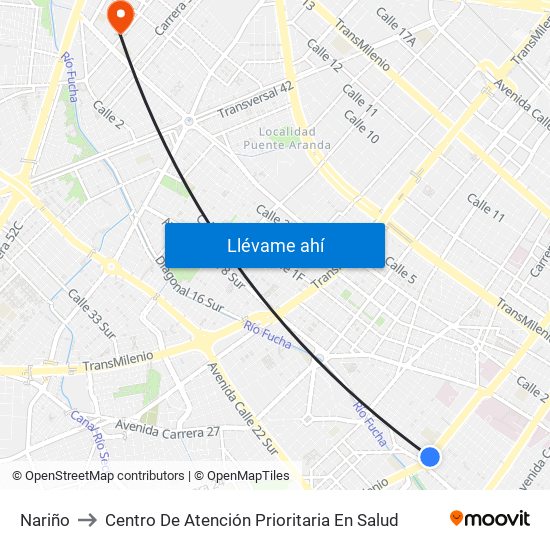 Nariño to Centro De Atención Prioritaria En Salud map