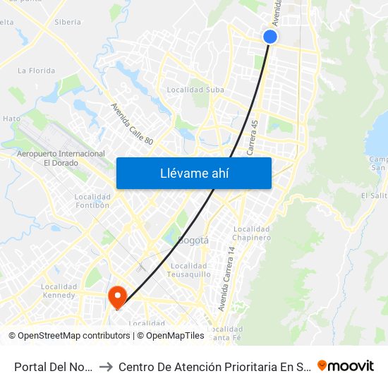 Portal Del Norte to Centro De Atención Prioritaria En Salud map