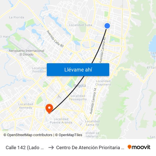 Calle 142 (Lado Norte) to Centro De Atención Prioritaria En Salud map