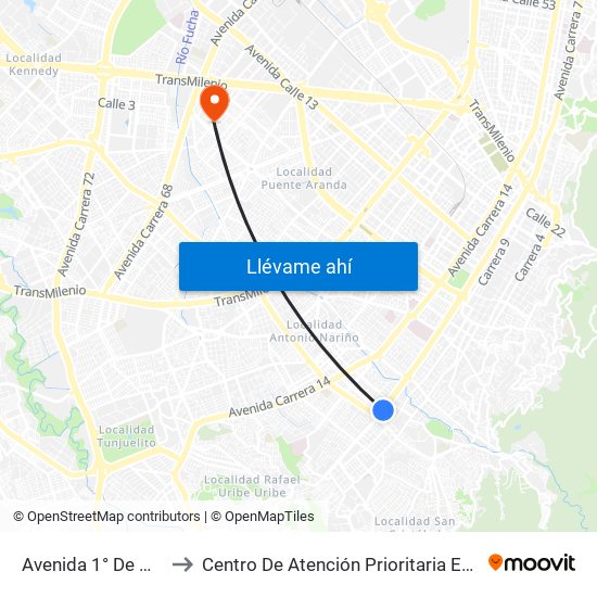 Avenida 1° De Mayo to Centro De Atención Prioritaria En Salud map