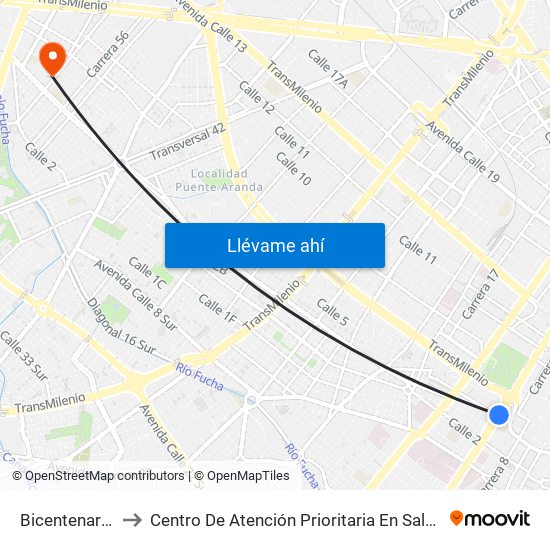 Bicentenario to Centro De Atención Prioritaria En Salud map