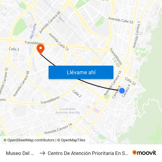 Museo Del Oro to Centro De Atención Prioritaria En Salud map