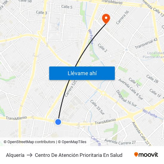 Alquería to Centro De Atención Prioritaria En Salud map